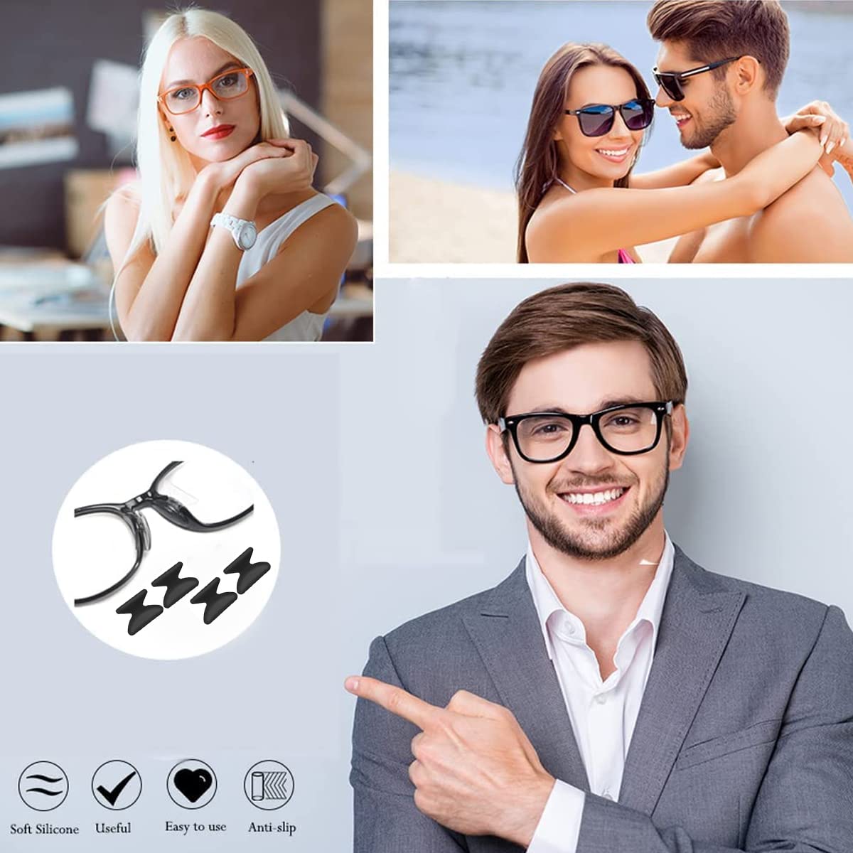 MAYCREATE 12 Pairs Eyeglass Nose Pads, Anti-Slip Silicone Glasses Nose Support Pads Replacement, Anti-Slip Air Chamber Nose Pads for Full Plastic Frames MAYCREATE 12 Pairs Eyeglass Nose Pads, Anti-Slip Silicone Glasses Nose Support Pads Replacement, Anti-Slip Air Chamber Nose Pads for Full Plastic Frames